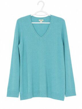 L.L. BEAN Classic Preppy Minimalist V-Neck Long Sleeve Cashmere Sweater Size L